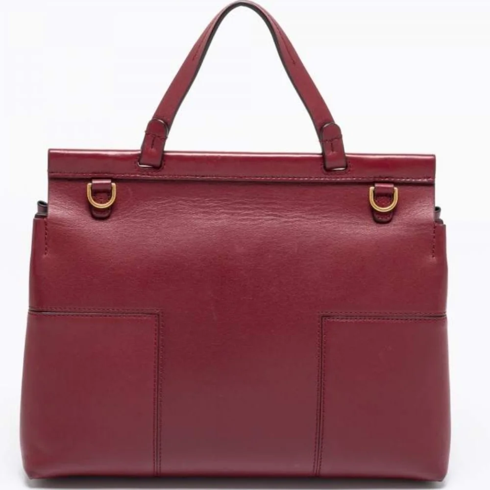 Tory Burch Vine Red The Block-T Leather Satchel